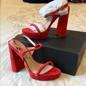 Pelle Moda Stylish Red Heeled Sandals